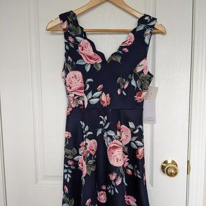 2/$45 Fifty Street Navy Floral A-Line Dress